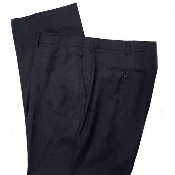 Sid Mashburn Dress Pants Black Italian Wool Flat Front Men's Size 42 X 30 - Picture 1 of 2